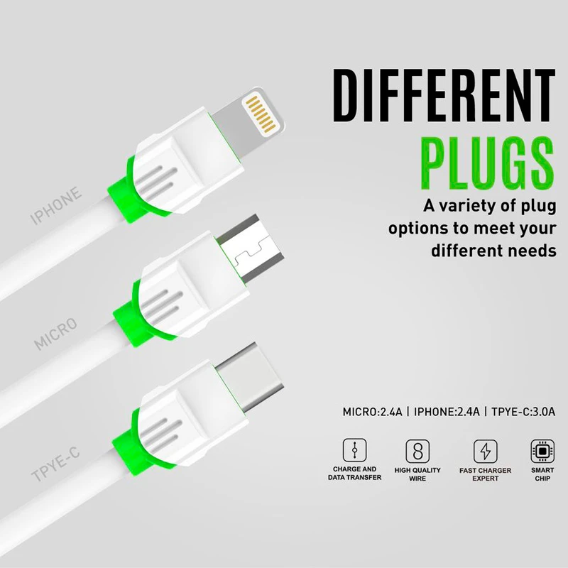 کابل لایتنینگ فست شارژ 2.4 آمپر الدینیو LS-33 طول 2 متر