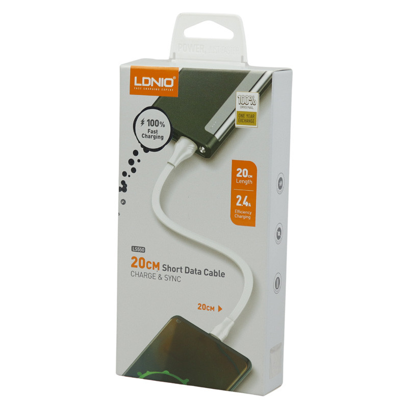 کابل کوتاه میکرو یو اس بی فست شارژ Ldnio LS550 2.4A 20cm