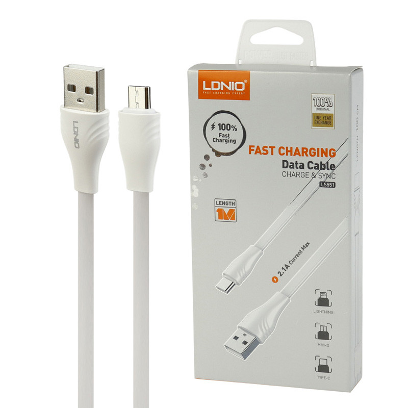 کابل میکرو یو اس بی فست شارژ Ldnio LS551 2.1A 1m