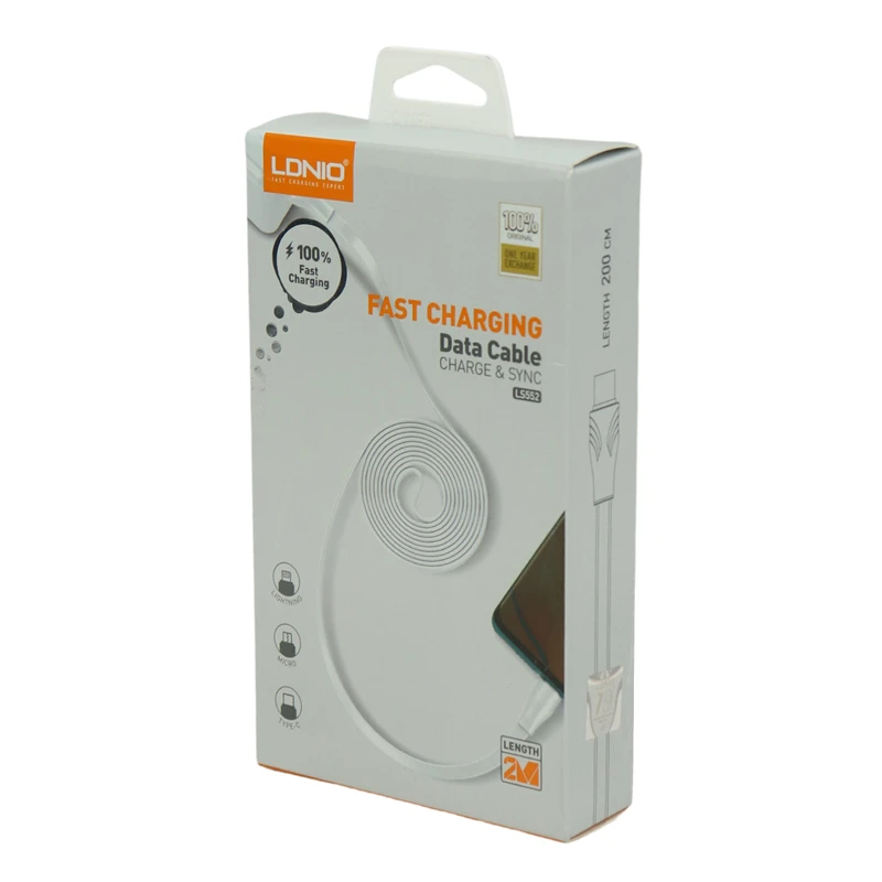 کابل تایپ سی فست شارژ 2.1 آمپر الدینیو LS552 طول 2 متر