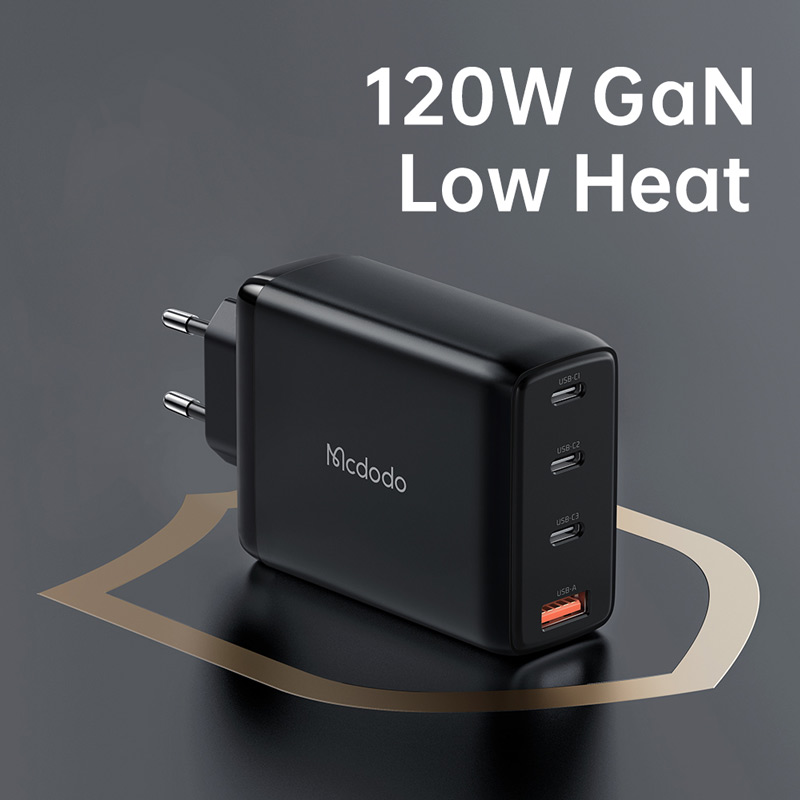 شارژر دیواری فست شارژ Mcdodo CH-0771 GaN 4Port 5A QC3.0 PD 120W + کابل تایپ سی