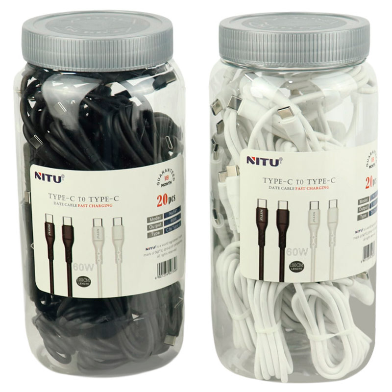 کابل تبدیل فست شارژ Nitu NC141 Type-C to Type-C 60W 1.2m بسته 20 عددی