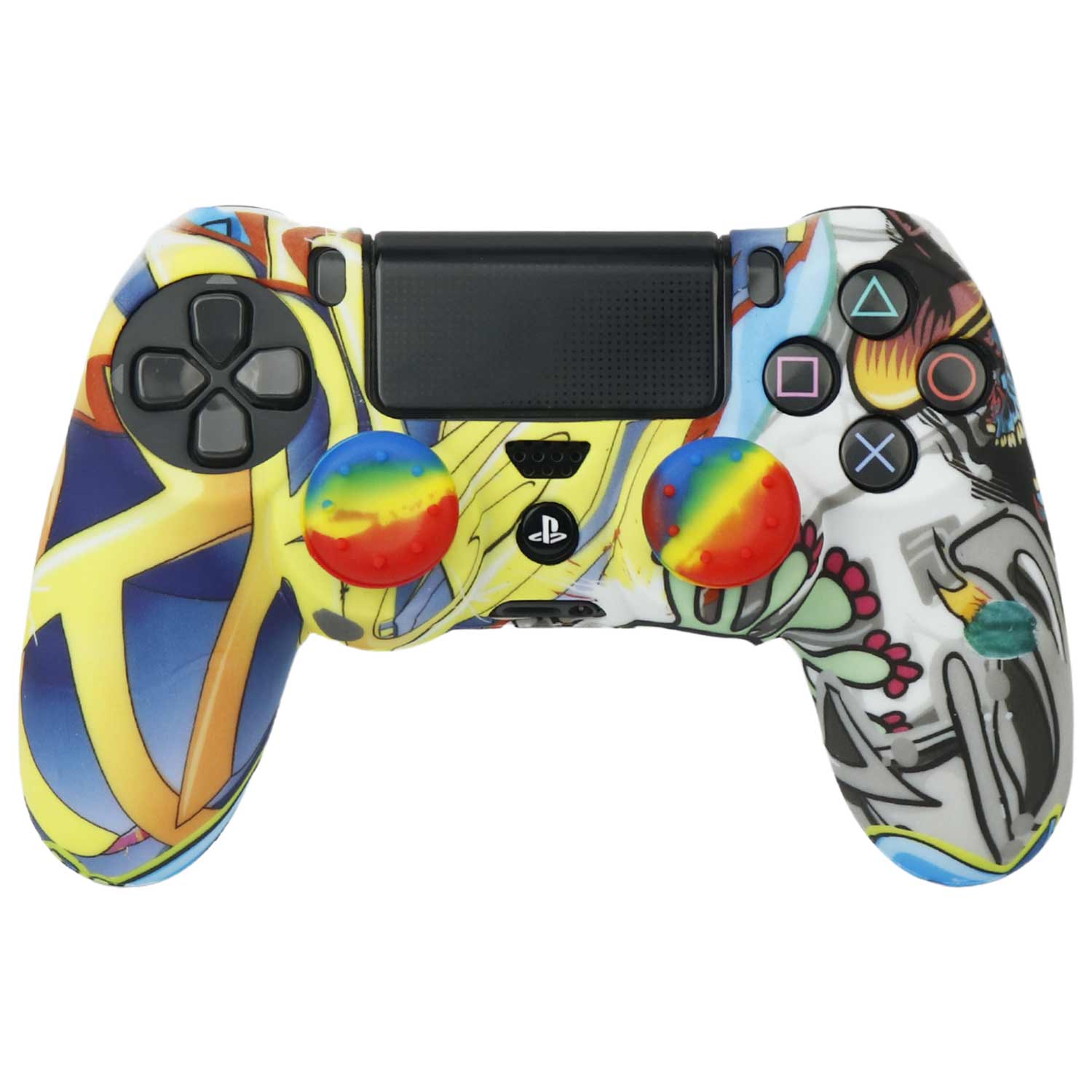 روکش دسته بازی PS4 طرح فانتزی رنگی کد 2 + روکش آنالوگ هدیه