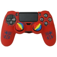 روکش دسته بازی PS4 طرح Barcelona زمینه قرمز + روکش آنالوگ هدیه