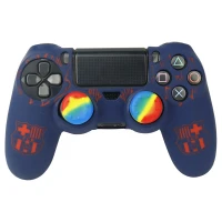 روکش دسته بازی PS4 طرح Barcelona زمینه سرمه ای + روکش آنالوگ هدیه