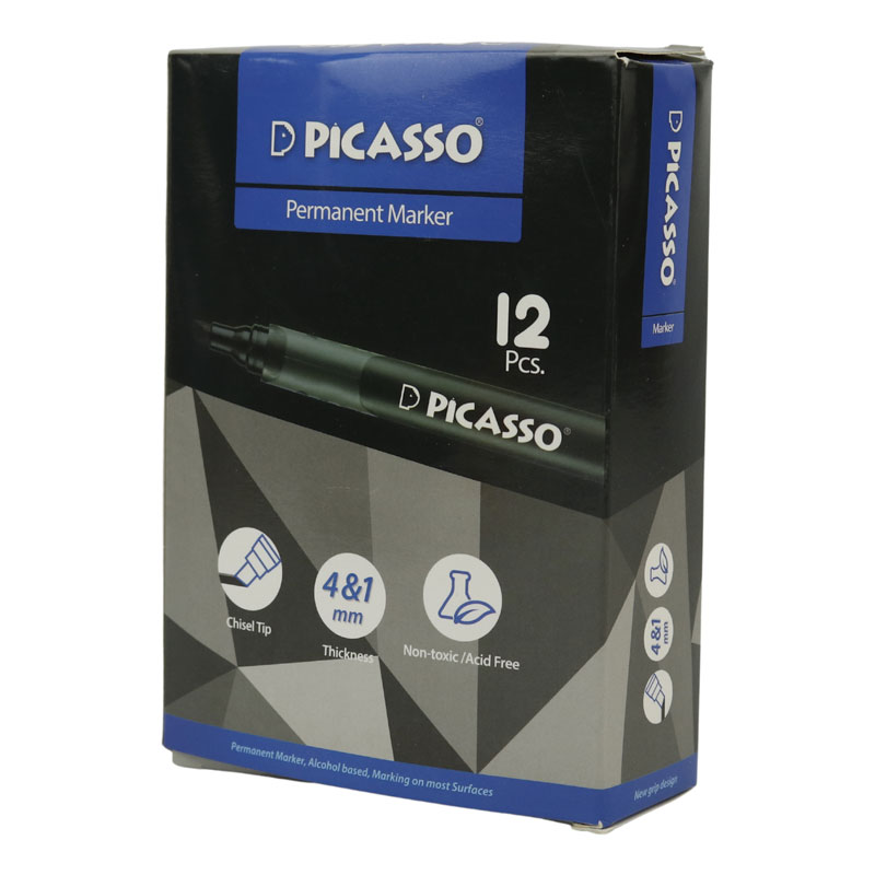 ماژیک معمولی پیکاسو نوک تخت Picasso PM-100 بسته 12 عددی