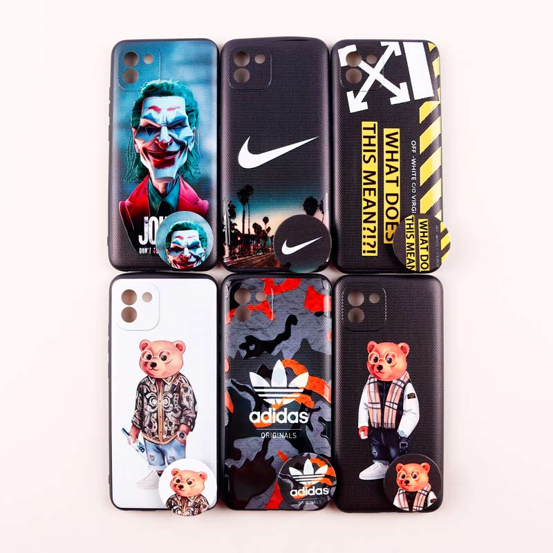 قاب فانتزی طرحدار پسرانه محافظ لنزدار + پاپ سوکت Samsung Galaxy A03s / A02s سری R