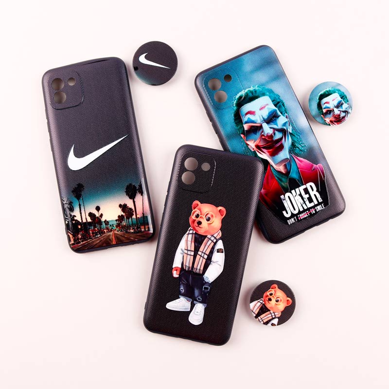 قاب فانتزی طرحدار پسرانه محافظ لنزدار + پاپ سوکت Samsung Galaxy A03s / A02s سری R
