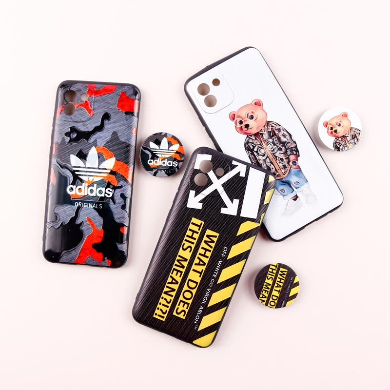 قاب فانتزی طرحدار پسرانه محافظ لنزدار + پاپ سوکت Samsung Galaxy A03s / A02s سری R
