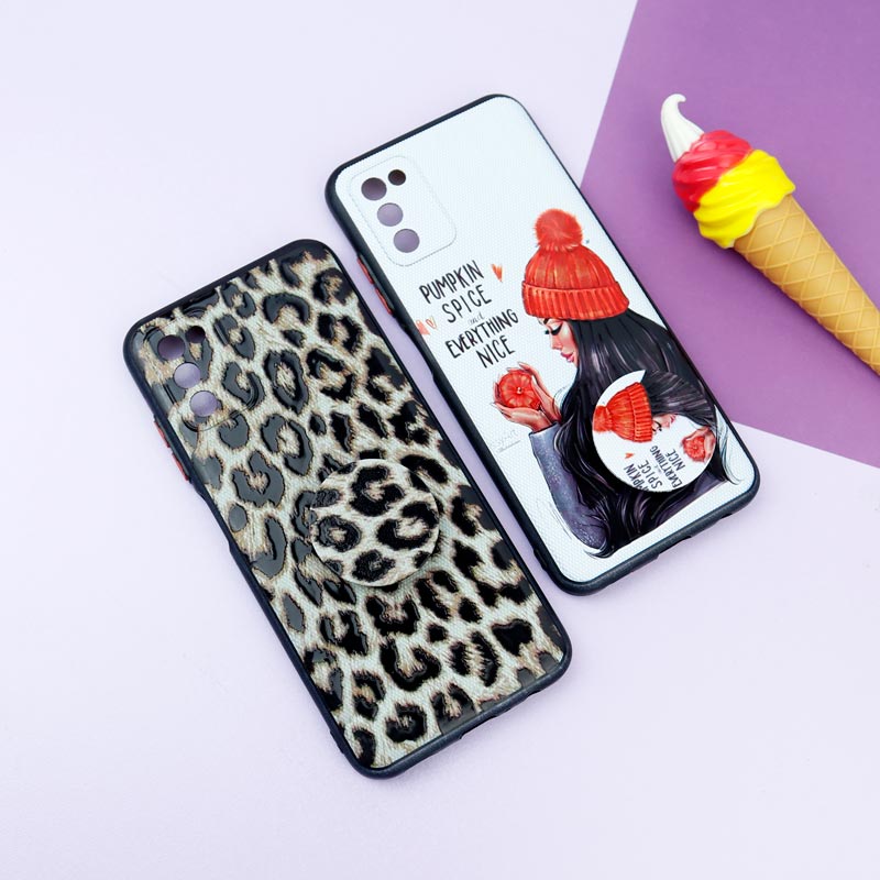 قاب فانتزی طرحدار دخترانه محافظ لنزدار + پاپ سوکت Samsung Galaxy A03s سری R