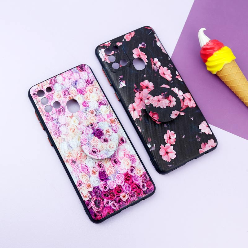 قاب فانتزی طرحدار دخترانه محافظ لنزدار + پاپ سوکت Samsung Galaxy A21s سری R