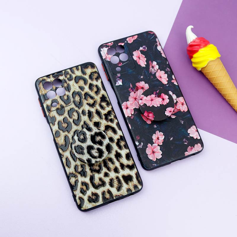 قاب فانتزی طرحدار دخترانه محافظ لنزدار + پاپ سوکت Samsung Galaxy A22 4G سری R