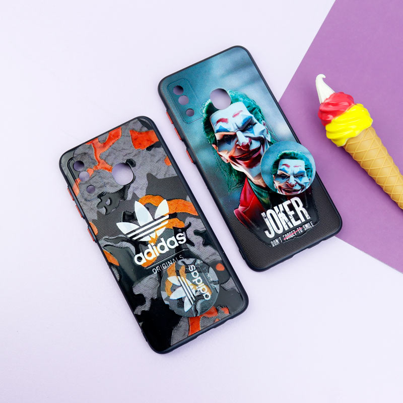 قاب فانتزی طرحدار پسرانه محافظ لنزدار + پاپ سوکت Samsung Galaxy A30 سری R