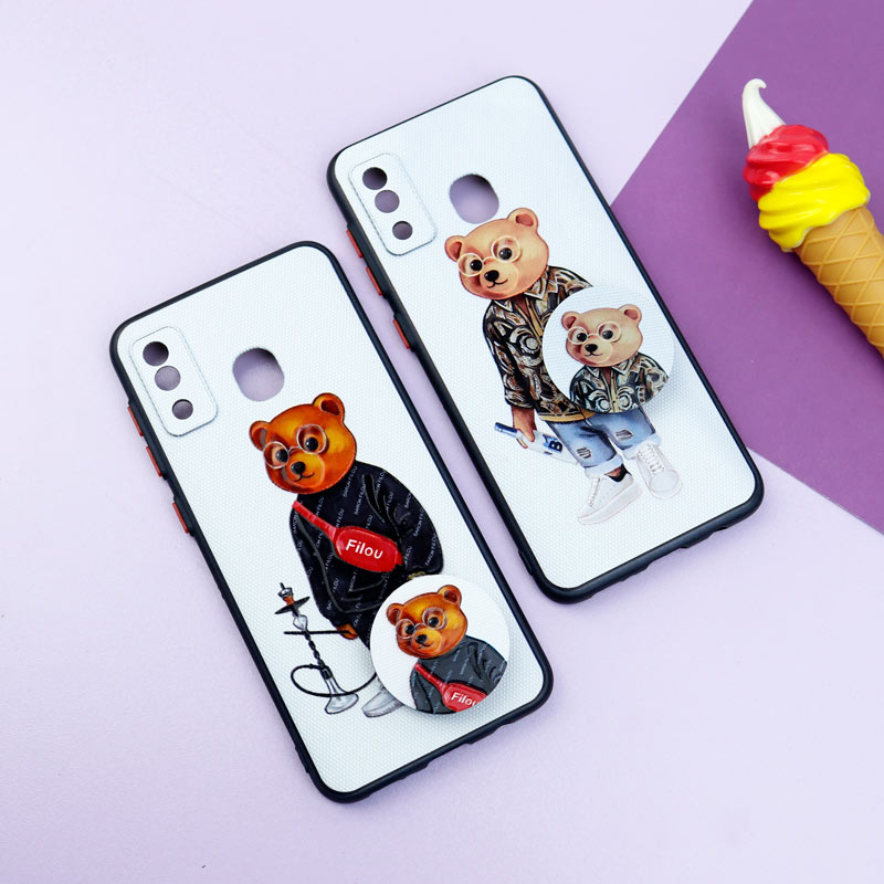 قاب فانتزی طرحدار پسرانه محافظ لنزدار + پاپ سوکت Samsung Galaxy A30 سری R