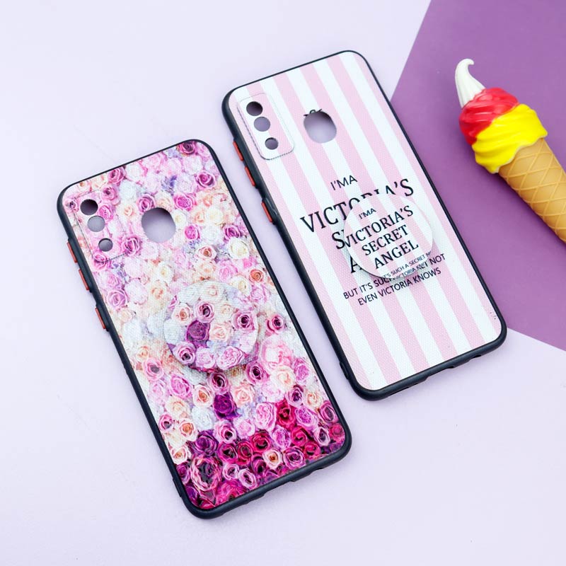 قاب فانتزی طرحدار دخترانه محافظ لنزدار + پاپ سوکت Samsung Galaxy A30 سری R