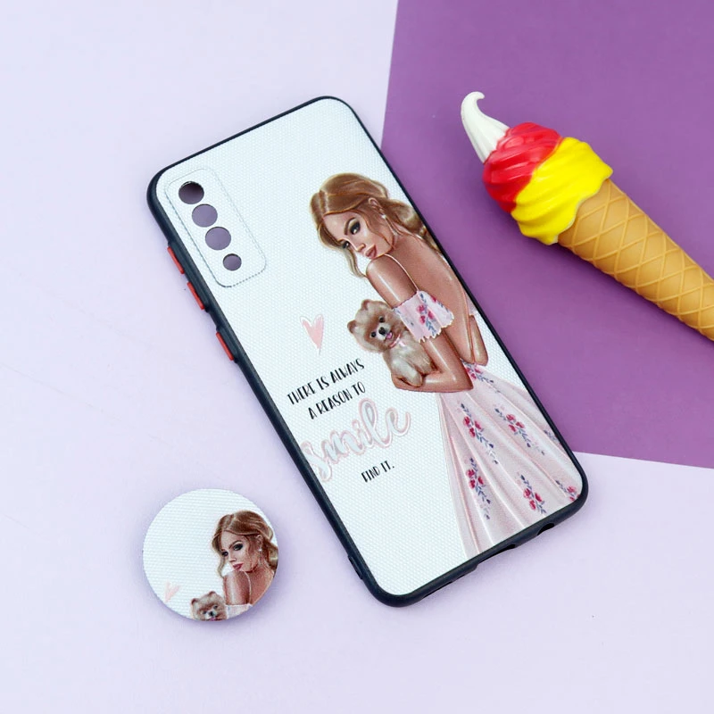 قاب فانتزی طرحدار دخترانه محافظ لنزدار + پاپ سوکت Samsung Galaxy A50 سری R