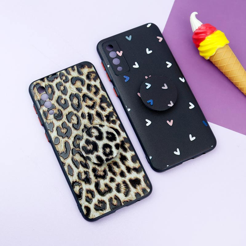 قاب فانتزی طرحدار دخترانه محافظ لنزدار + پاپ سوکت Samsung Galaxy A50 سری R