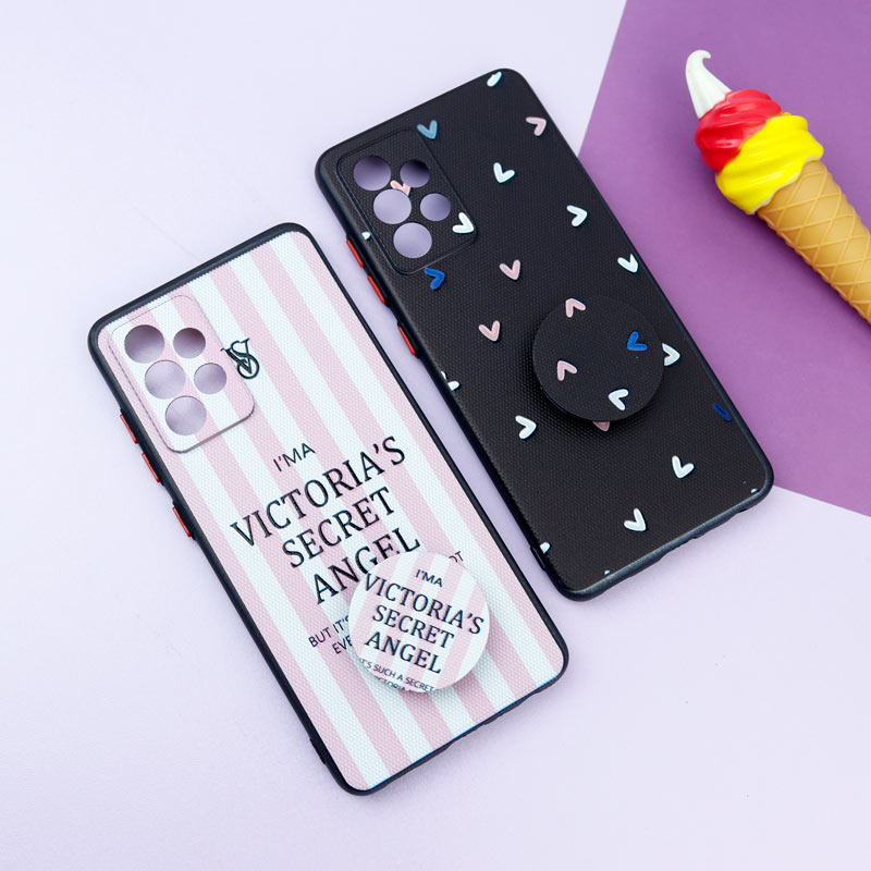 قاب فانتزی طرحدار دخترانه محافظ لنزدار + پاپ سوکت Samsung Galaxy A52 / A52s سری R