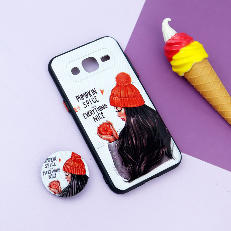 قاب فانتزی طرحدار دخترانه محافظ لنزدار + پاپ سوکت Samsung Galaxy J2 سری R