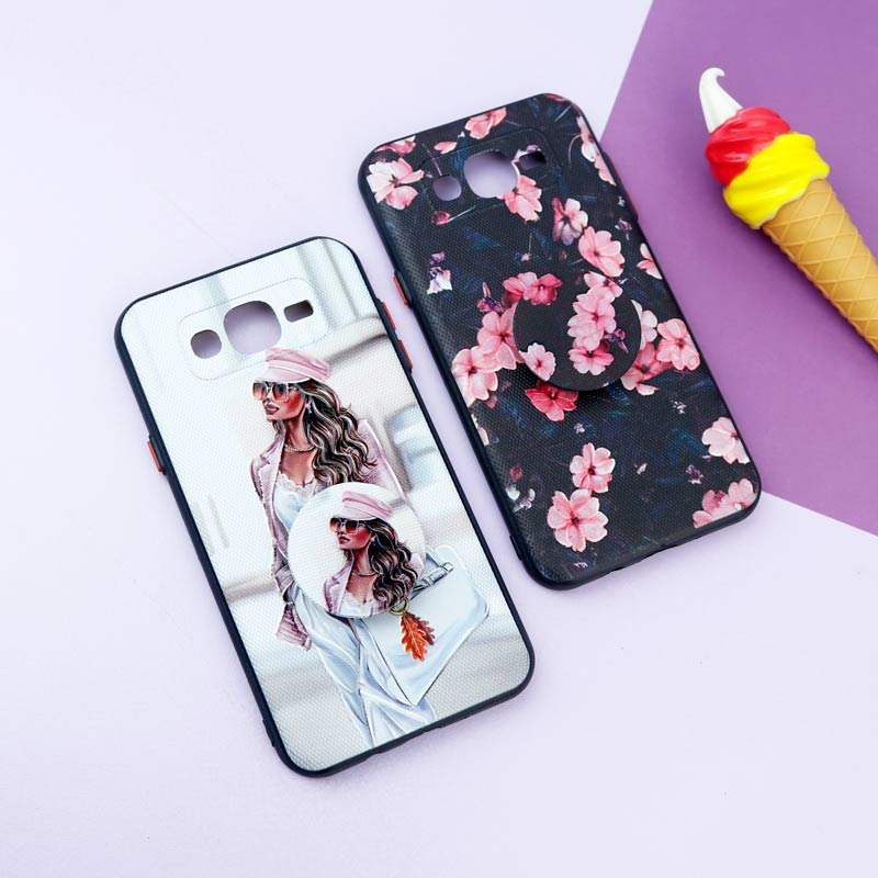 قاب فانتزی طرحدار دخترانه محافظ لنزدار + پاپ سوکت Samsung Galaxy J7 سری R