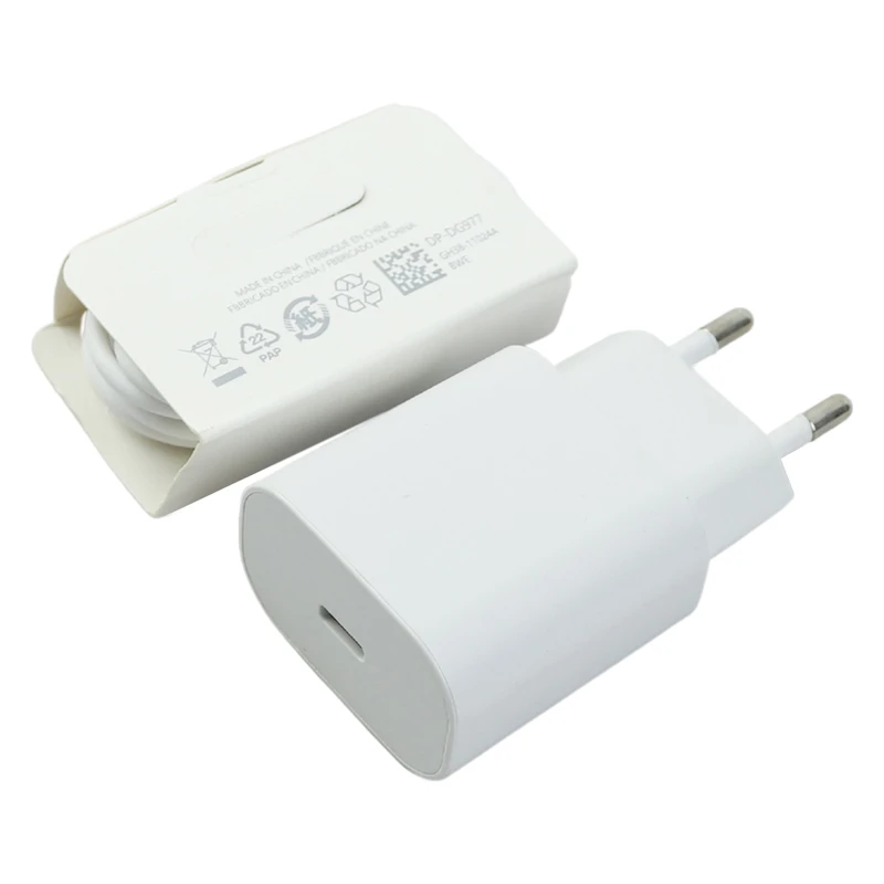 شارژر دیواری 25 وات سامسونگ Note 10 EP-TA800 PD 3A شرینک + کابل تبدیل تایپ سی