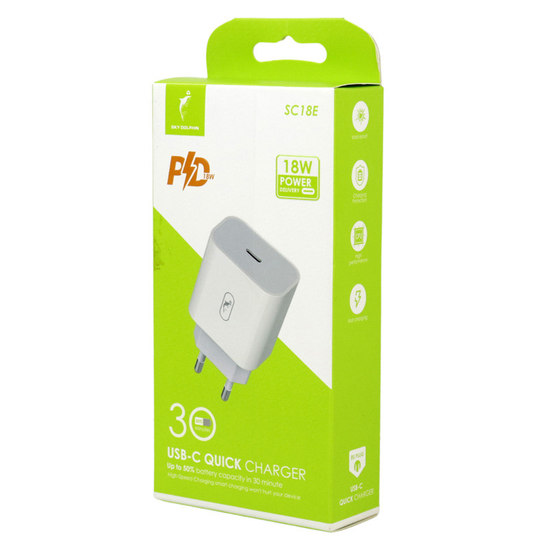 کلگی فست شارژ SkyDolphin SC18E 3A QC3.0 PD 18W Type-C