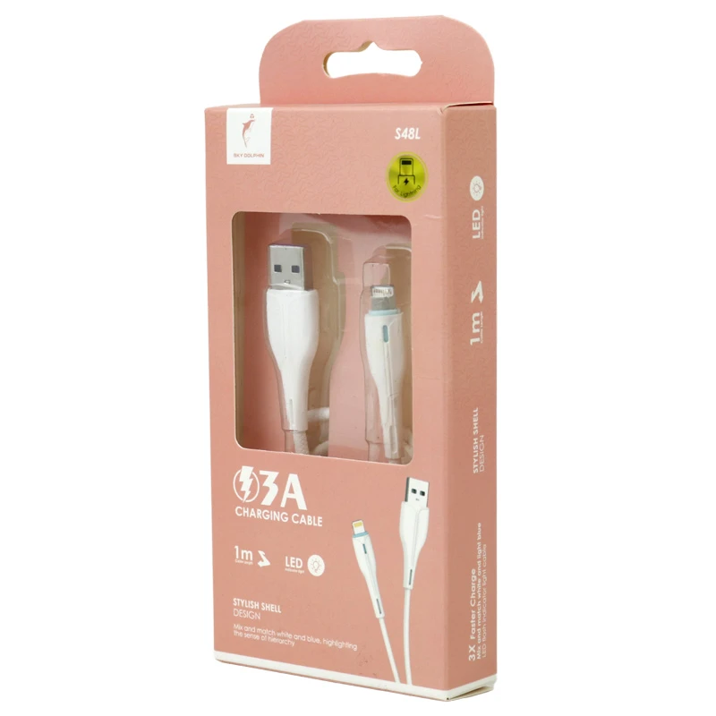کابل لایتنینگ فست شارژ 3 آمپر اسکای دلفین S48L طول 1 متر