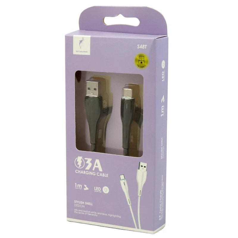 کابل تایپ سی فست شارژ 3 آمپر اسکای دلفین S48T طول 1 متر
