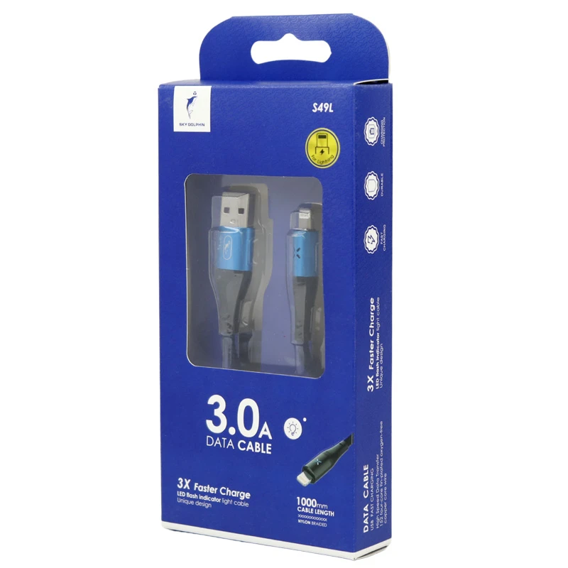 کابل لایتنینگ فست شارژ 3 آمپر اسکای دلفین S49L طول 1 متر