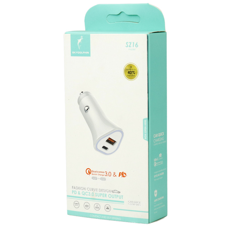شارژر فندکی فست شارژ Sky dolphin SZ16 3.1A QC3.0 PD 25W