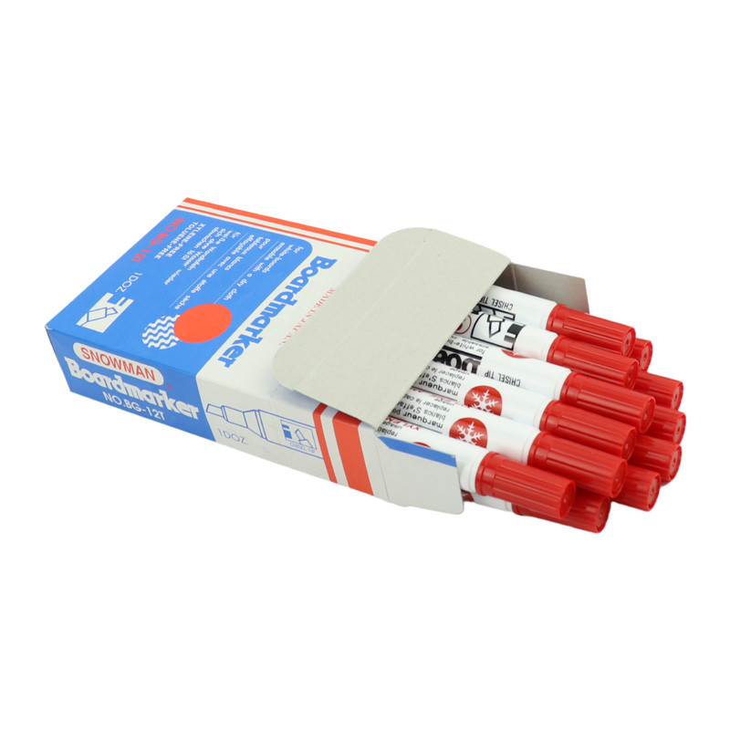 ماژیک وایت برد اسنومن نوک تخت Snowman BG-12T بسته 12 عددی