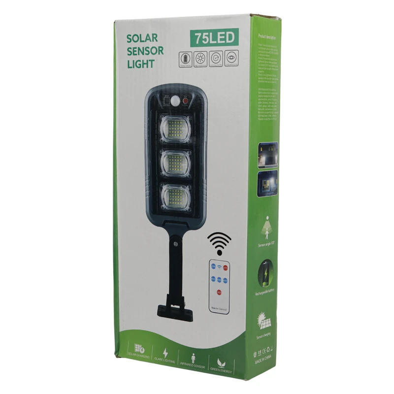 چراغ دیواری سنسوردار خورشیدی Solar Sensor Light 75LED + ریموت کنترل