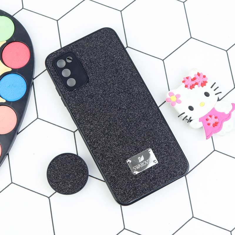 قاب شاینی Swarovski محافظ لنزدار + پاپ سوکت Samsung Galaxy A03s