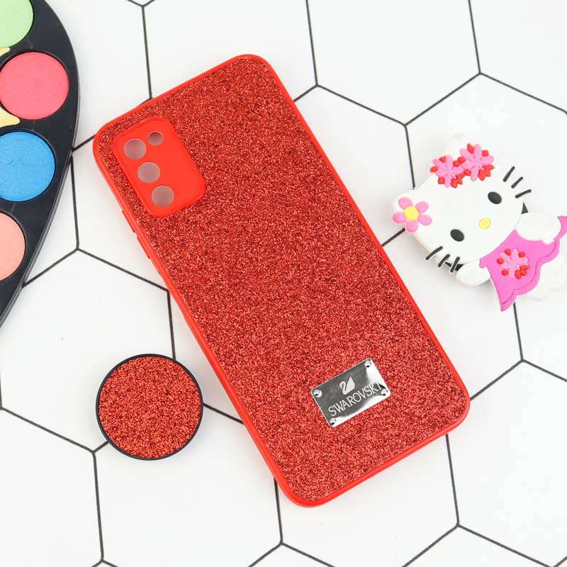 قاب شاینی Swarovski محافظ لنزدار + پاپ سوکت Samsung Galaxy A03s