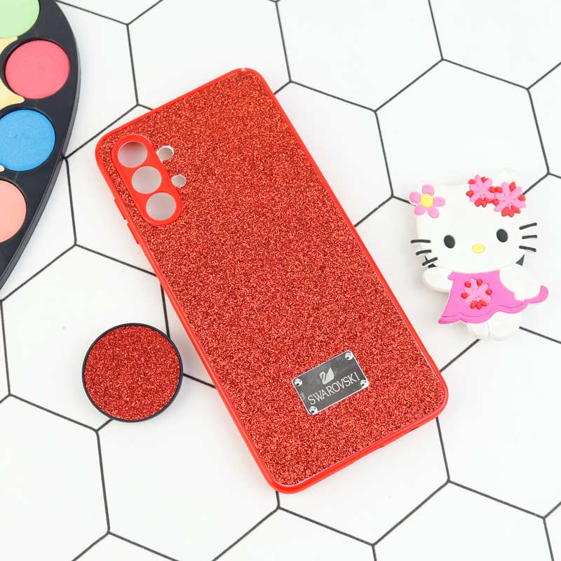 قاب شاینی Swarovski محافظ لنزدار + پاپ سوکت Samsung Galaxy A13 4G