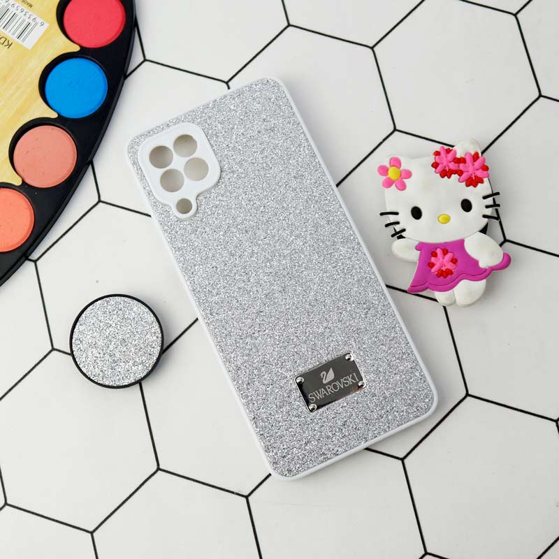 قاب شاینی Swarovski محافظ لنزدار + پاپ سوکت Samsung Galaxy A22 4G