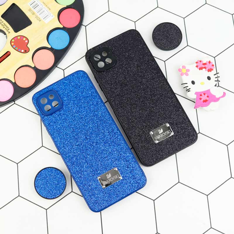 قاب شاینی Swarovski محافظ لنزدار + پاپ سوکت Samsung Galaxy A22 5G