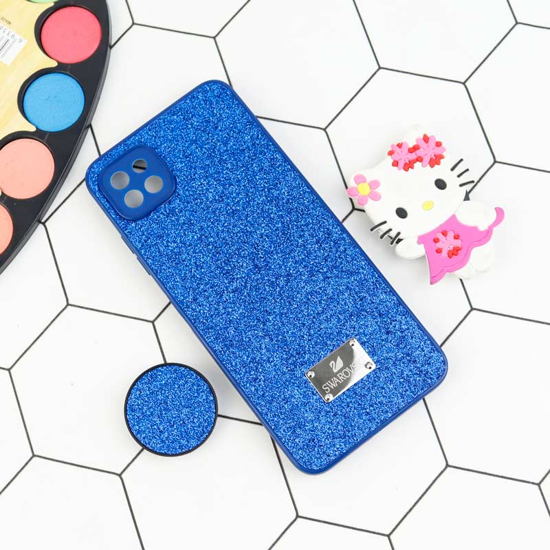 قاب شاینی Swarovski محافظ لنزدار + پاپ سوکت Samsung Galaxy A22 5G