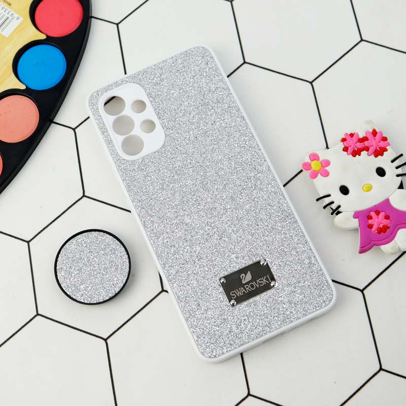 قاب شاینی Swarovski محافظ لنزدار + پاپ سوکت Samsung Galaxy A32 4G