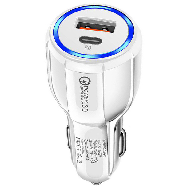 شارژر فندکی فست شارژ TE-348PD 3A QC3.0 PD 18W
