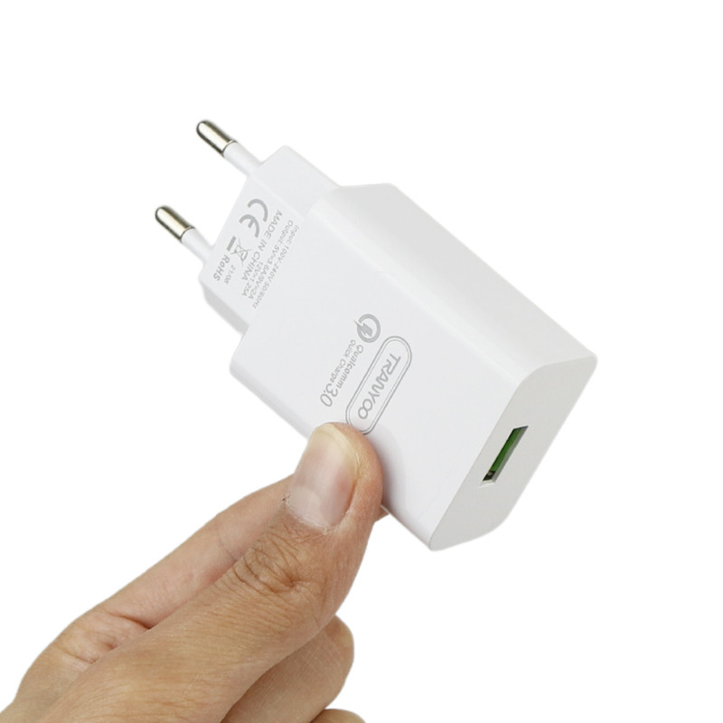 شارژر دیواری فست شارژ Tranyoo SE4 3.6A QC3.0 18W + کابل آیفونی
