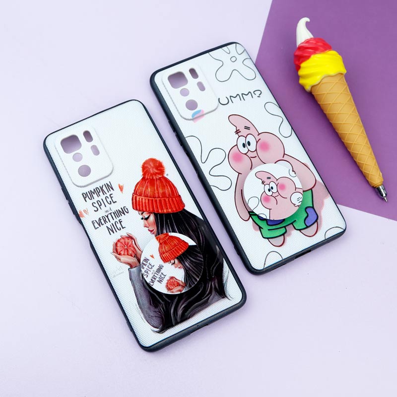 قاب فانتزی طرحدار دخترانه محافظ لنزدار + پاپ سوکت Xiaomi Poco X3 GT سری R