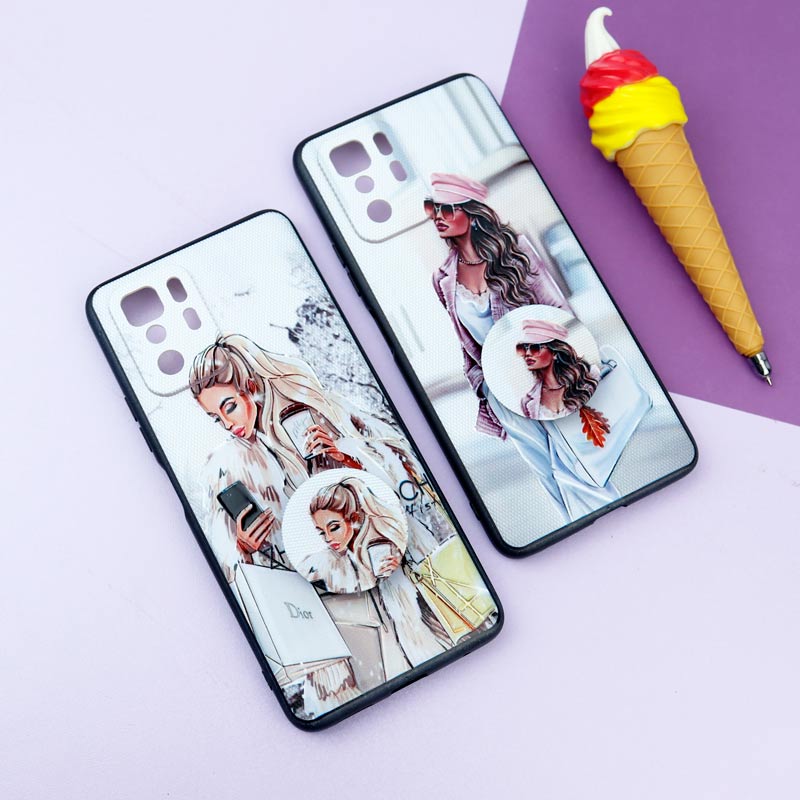 قاب فانتزی طرحدار دخترانه محافظ لنزدار + پاپ سوکت Xiaomi Poco X3 GT سری R