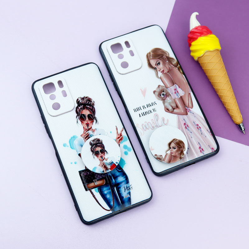 قاب فانتزی طرحدار دخترانه محافظ لنزدار + پاپ سوکت Xiaomi Poco X3 GT سری R