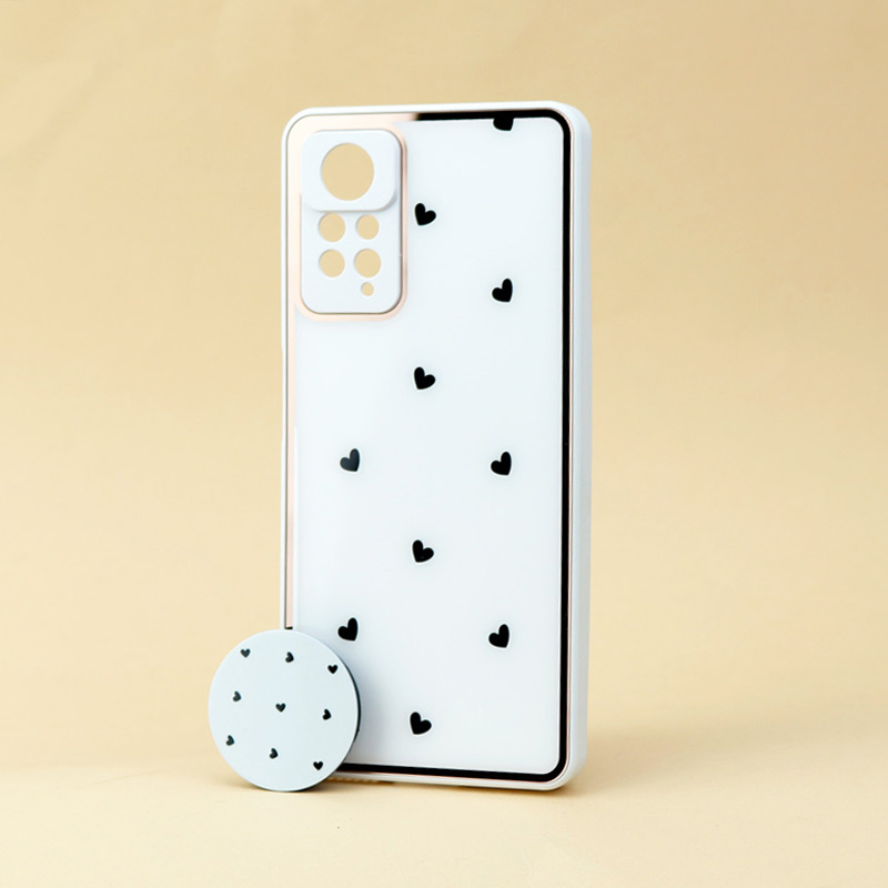 قاب محافظ لنزدار پشت گلسی طلاکوب + پاپ سوکت Xiaomi Redmi Note 11 Pro