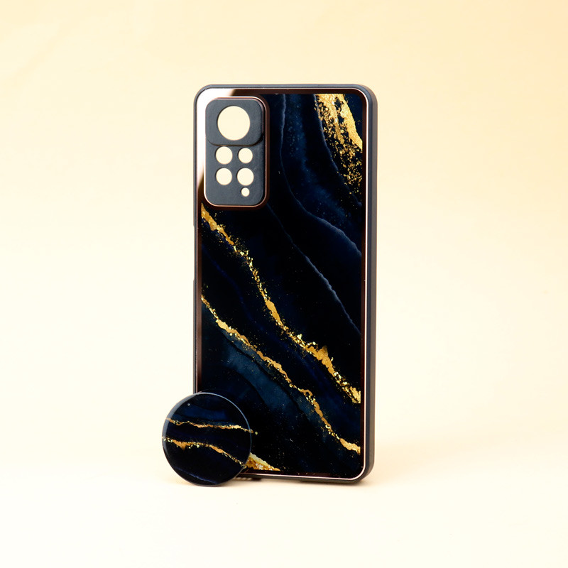 قاب محافظ لنزدار پشت گلسی طلاکوب + پاپ سوکت Xiaomi Redmi Note 11 Pro