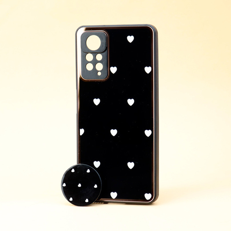 قاب محافظ لنزدار پشت گلسی طلاکوب + پاپ سوکت Xiaomi Redmi Note 11 Pro