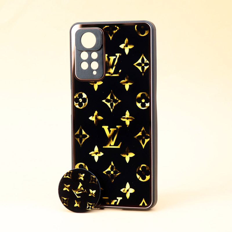 قاب محافظ لنزدار پشت گلسی طلاکوب + پاپ سوکت Xiaomi Redmi Note 11 Pro