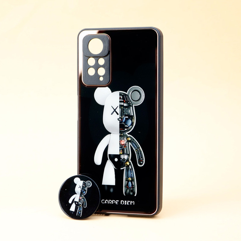 قاب محافظ لنزدار پشت گلسی طلاکوب + پاپ سوکت Xiaomi Redmi Note 11 Pro