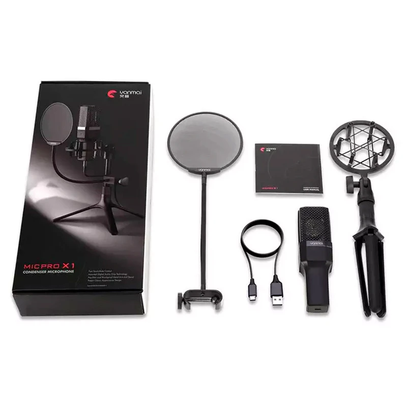 میکروفون کندانسور و پایه لرزشگیر Yanmai Micpro X1 + پاپ فیلتر